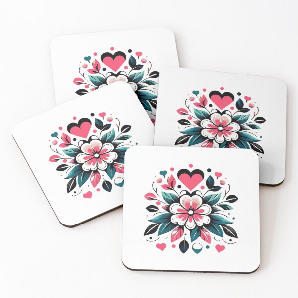 Item preview, Central red flower with hearts and foliage designed and sold by Blessinger77.