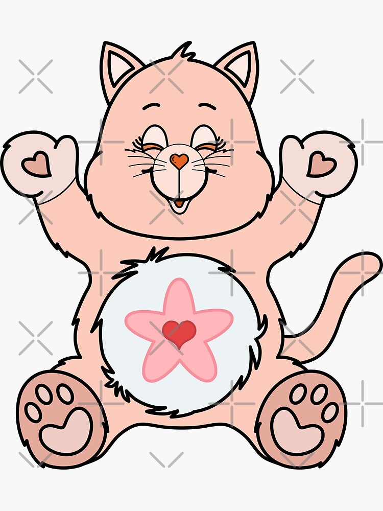 Proud Heart Cat Caring Bear Cousin Stuffie -- Variant Sticker