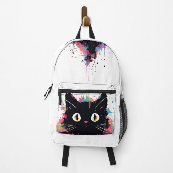 Item preview, Black Cat & Neon Color Splatters | Print designed and sold by Unrooted.