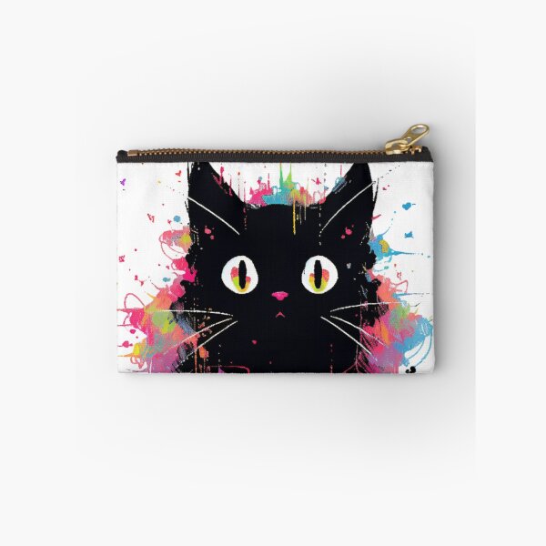 Item preview, Black Cat & Neon Color Splatters | Print designed and sold by Unrooted.