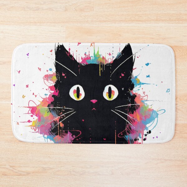 Item preview, Black Cat & Neon Color Splatters | Print designed and sold by Unrooted.