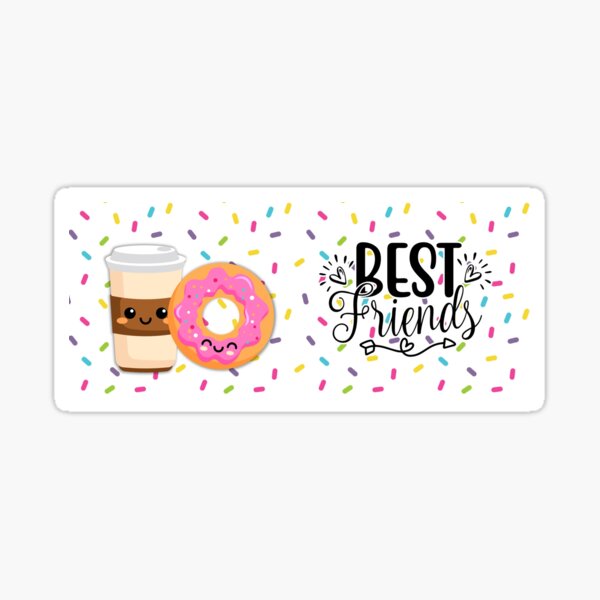 Best Friends Donut and Coffee mug cup Sticker
