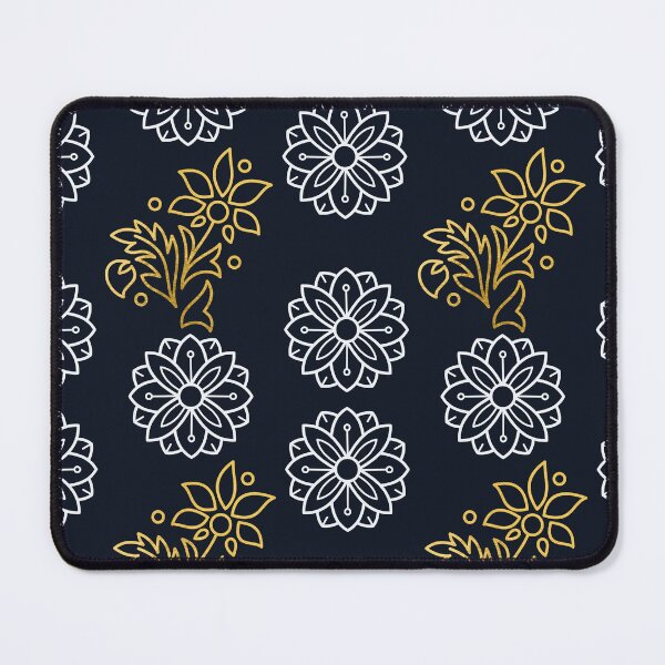 Item preview, Elegant Golden Floral Art on Navy Background designed and sold by Hill Strom.