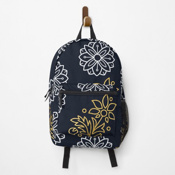 Item preview, Elegant Golden Floral Art on Navy Background designed and sold by Hill Strom.