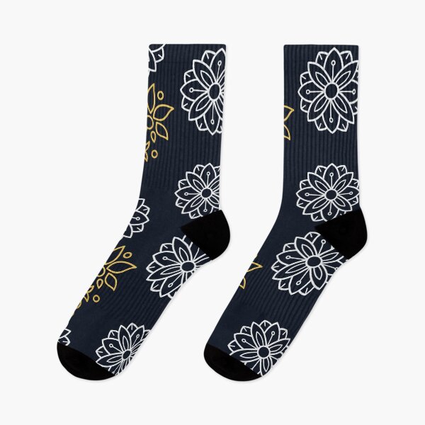 Item preview, Elegant Golden Floral Art on Navy Background designed and sold by Hill Strom.
