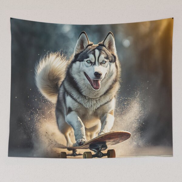 Item preview, Skateboarding Husky Dog designed and sold by Praphul Garg.