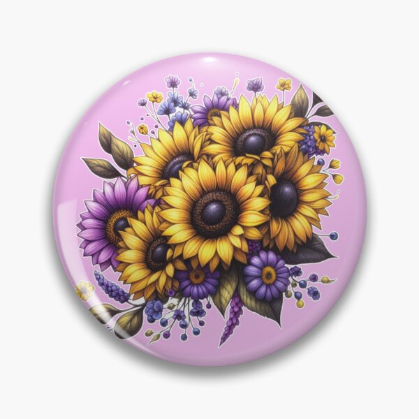 Item preview, Sunflower Bouquet - Yellow and Purple Flowers designed and sold by AmberRoseWrites.