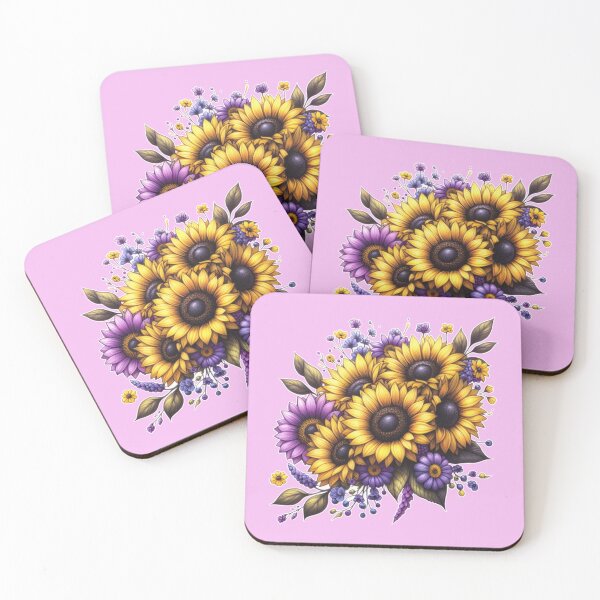 Item preview, Sunflower Bouquet - Yellow and Purple Flowers designed and sold by AmberRoseWrites.