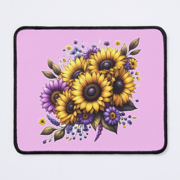 Item preview, Sunflower Bouquet - Yellow and Purple Flowers designed and sold by AmberRoseWrites.