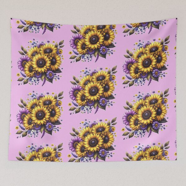 Item preview, Sunflower Bouquet - Yellow and Purple Flowers designed and sold by AmberRoseWrites.