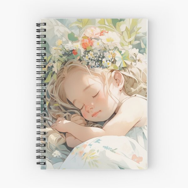 Item preview, Cute little girl sleeping in bed of flowers designed and sold by sereneprint.