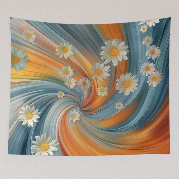 Item preview, colorful swirling pattern with daisies designed and sold by dcrc.