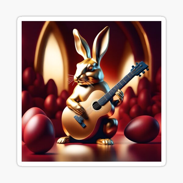 Item preview, Golden rabbit guitar Easter chocolate eggs designed and sold by Artbellachi.