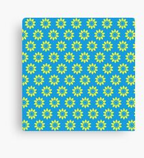 Ten Petal Flower Pattern: Blue & Yellow Canvas Print