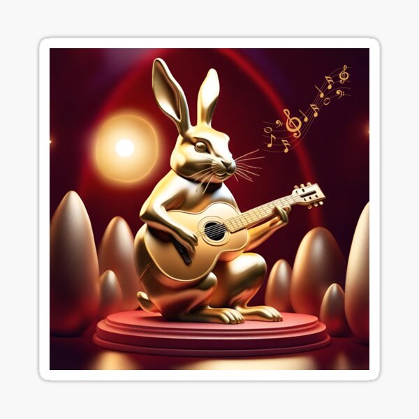 Item preview, Golden rabbit guitar Easter gold eggs designed and sold by Artbellachi.