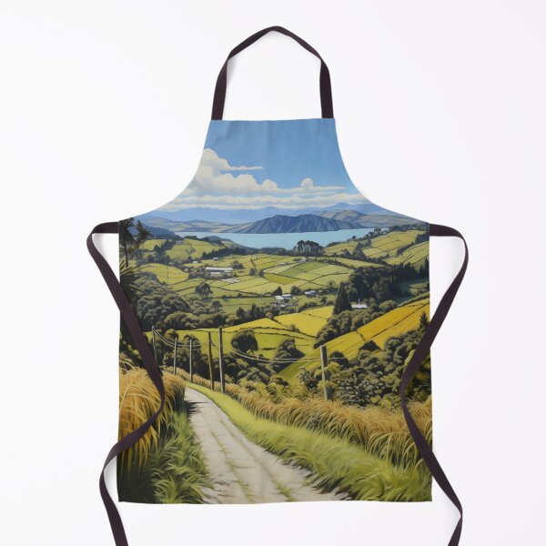 Item preview, New Zealand landscape with country road and view of the sea. designed and sold by ArtbyJanineTate.