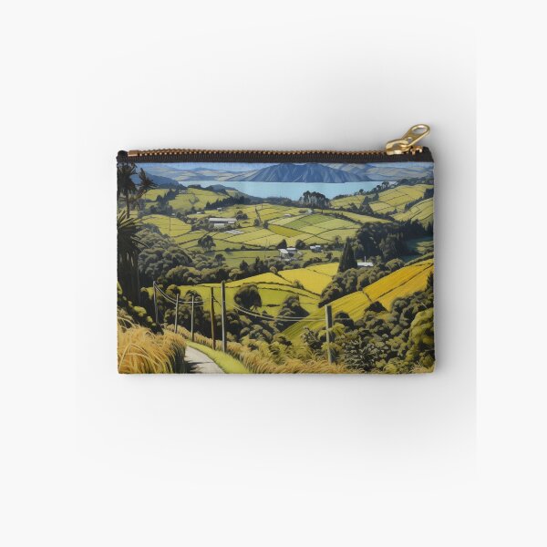 Item preview, New Zealand landscape with country road and view of the sea. designed and sold by ArtbyJanineTate.