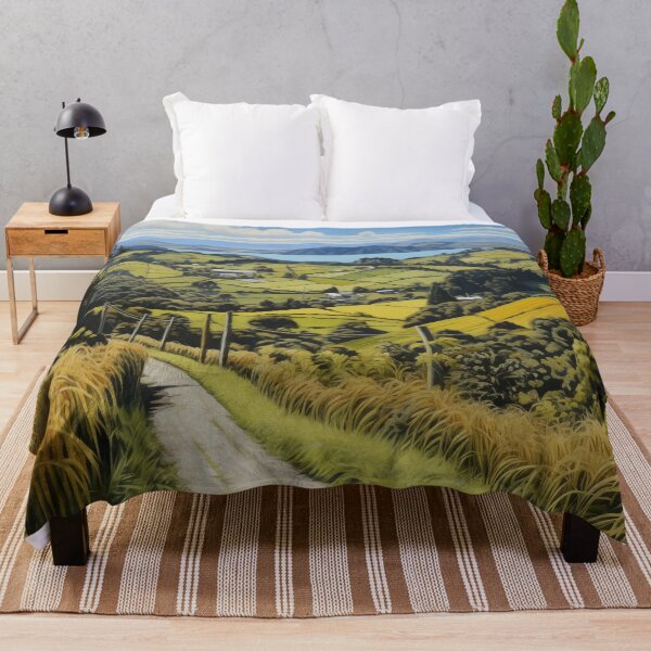 Item preview, New Zealand landscape with country road and view of the sea. designed and sold by ArtbyJanineTate.