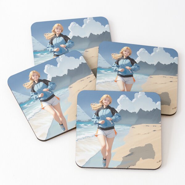 Item preview, A woman is jogging along the beach designed and sold by NoviaStudio.
