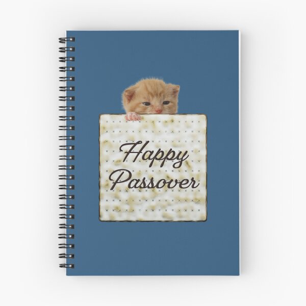 Item preview, Passover Matzo Illustration & Baby Cat - Happy Passover Text, Blue BG designed and sold by OG-Graphics.