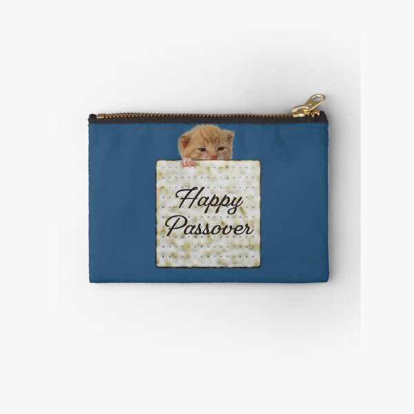 Item preview, Passover Matzo Illustration & Baby Cat - Happy Passover Text, Blue BG designed and sold by OG-Graphics.