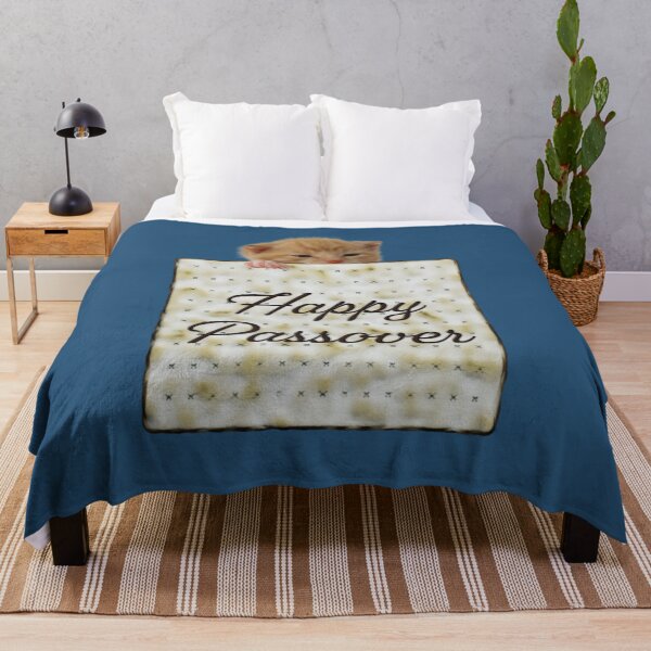 Item preview, Passover Matzo Illustration & Baby Cat - Happy Passover Text, Blue BG designed and sold by OG-Graphics.