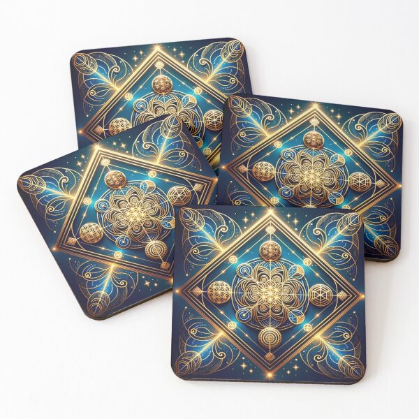 Item preview, Blue Black Gold Diamond Flower of Life Centre designed and sold by Kiwiaroha.
