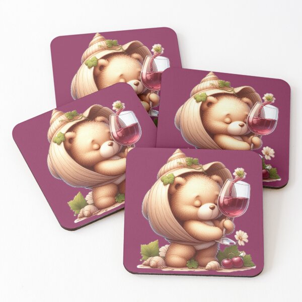 Item preview, coral bear making wine. designed and sold by moni0490.