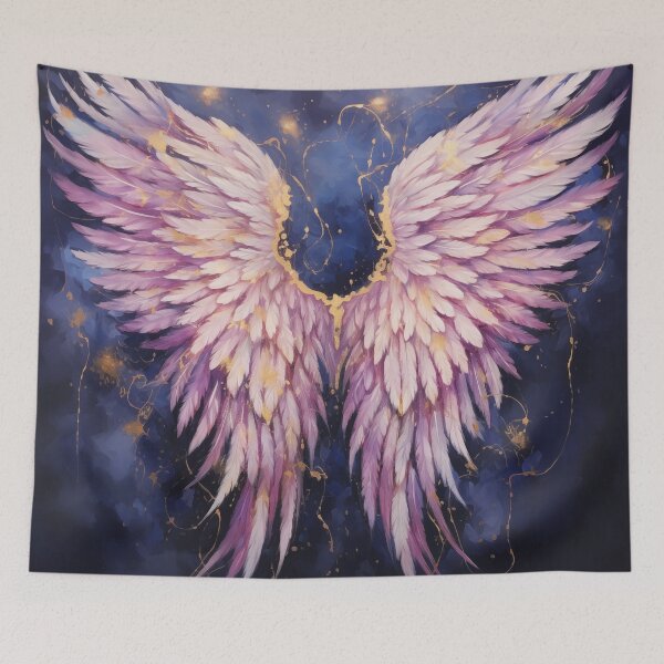 Item preview, Divine pink angel wings on night sky with gold. designed and sold by ArtbyJanineTate.
