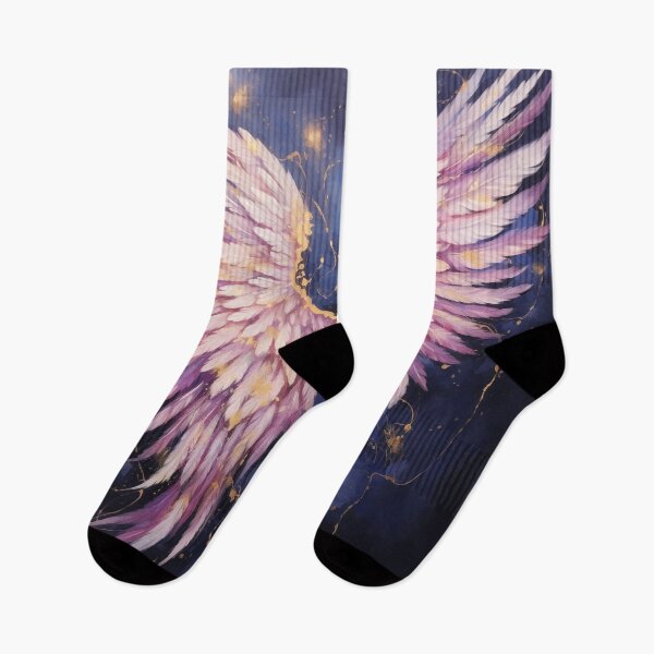 Item preview, Divine pink angel wings on night sky with gold. designed and sold by ArtbyJanineTate.