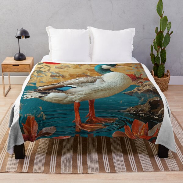 Item preview, Duck Standing In turquoise water with a red sun designed and sold by Rockwpapart.