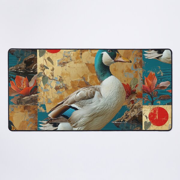 Item preview, Duck Standing In turquoise water with a red sun designed and sold by Rockwpapart.