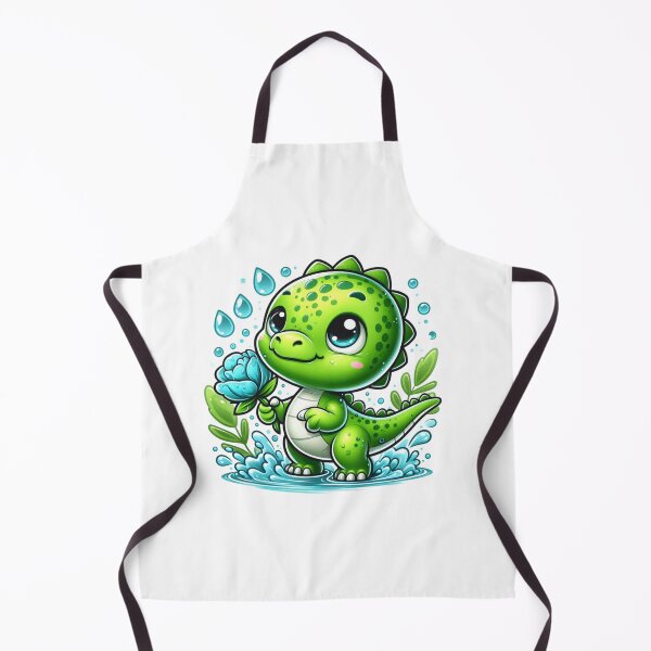 Item preview, Baby dinosaur with turquoise flower in the middle of the rain. designed and sold by moni0490.
