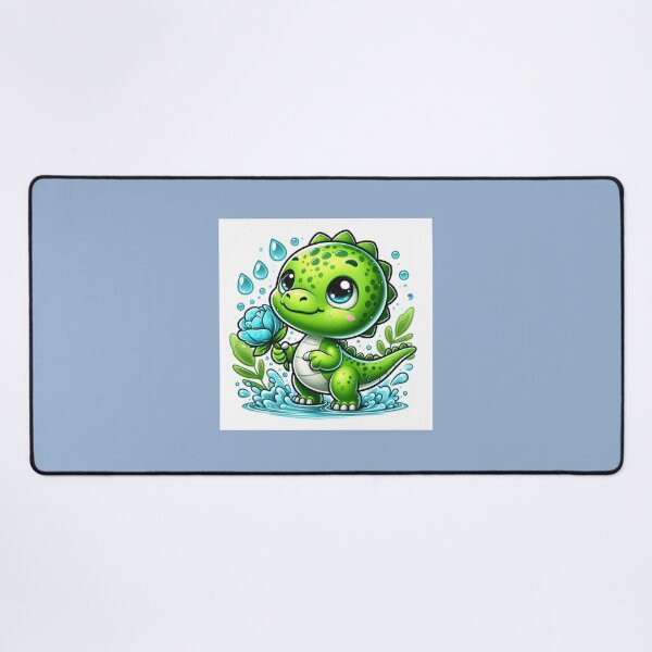 Item preview, Baby dinosaur with turquoise flower in the middle of the rain. designed and sold by moni0490.