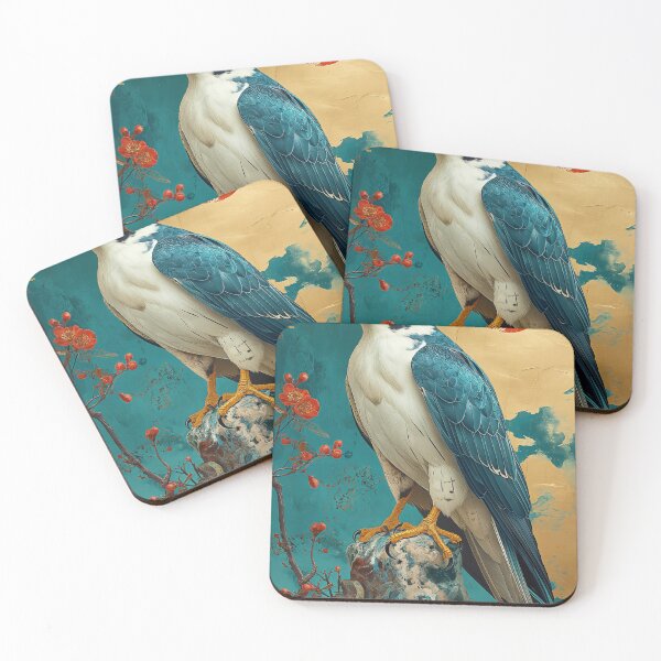 Item preview, Falcon standing in turquoise water with a red sun designed and sold by Rockwpapart.
