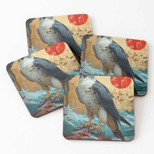 Item preview,  Aquatic Majesty: Falcon Standing in Turquoise Water Beneath a Red Sun  designed and sold by Rockwpapart.