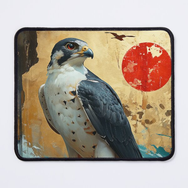 Item preview, Aquatic Majesty: Falcon Standing in Turquoise Water Beneath a Red Sun designed and sold by Rockwpapart.