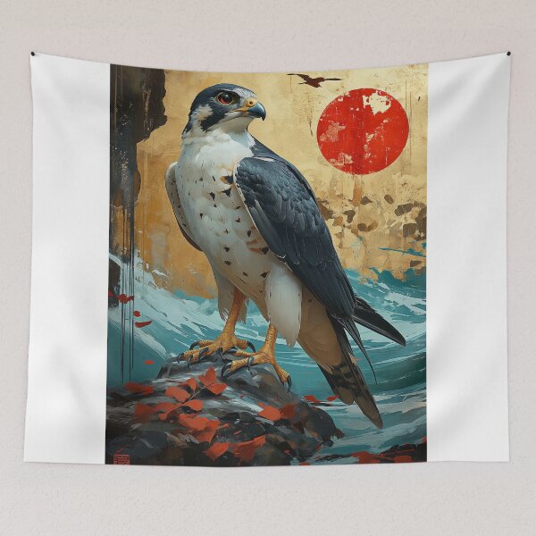 Item preview,  Aquatic Majesty: Falcon Standing in Turquoise Water Beneath a Red Sun  designed and sold by Rockwpapart.
