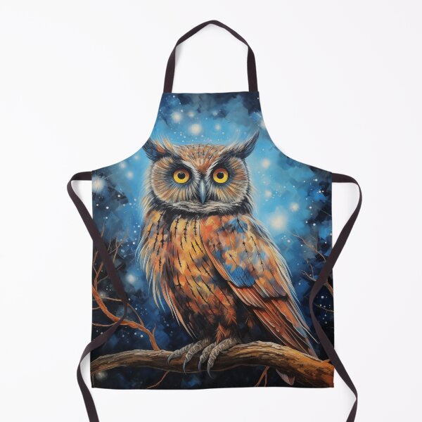 Item preview, An owl on a branch at night with twinkling stars. designed and sold by ArtbyJanineTate.