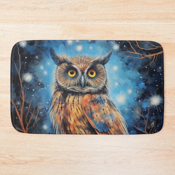 Item preview, An owl on a branch at night with twinkling stars. designed and sold by ArtbyJanineTate.