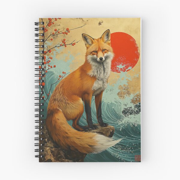 Item preview,  fox standing in turquoise water with a red sun and  designed and sold by Rockwpapart.