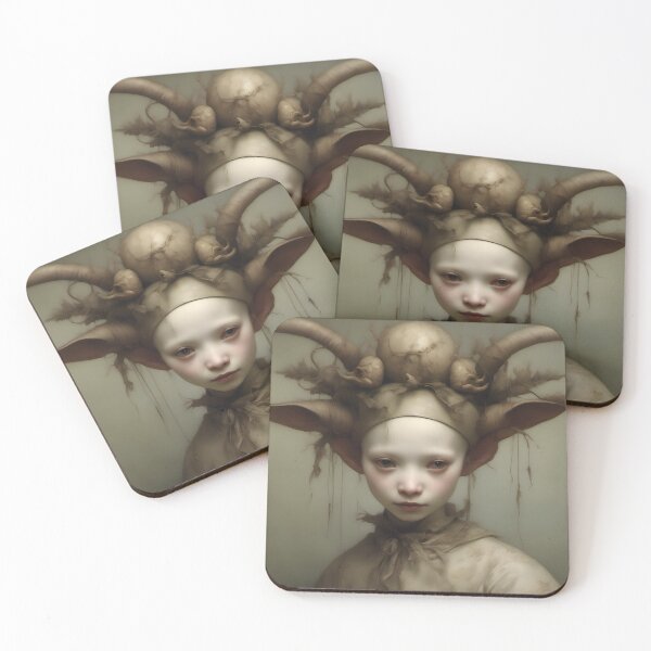 Item preview, Creepy Child with Monstrous Headdress designed and sold by Pixel Press Prints.