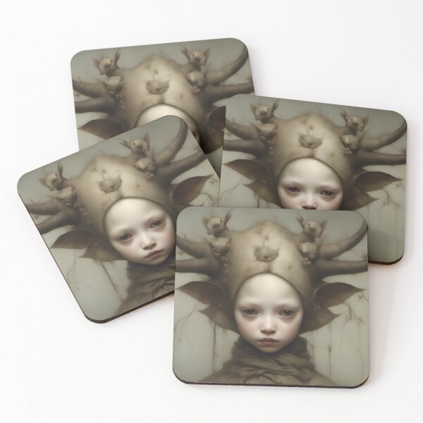 Item preview, Creepy Child with Monstrous Headdress designed and sold by Pixel Press Prints.