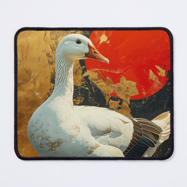 Item preview, Goose standing in turquoise water with a red sun designed and sold by Rockwpapart.