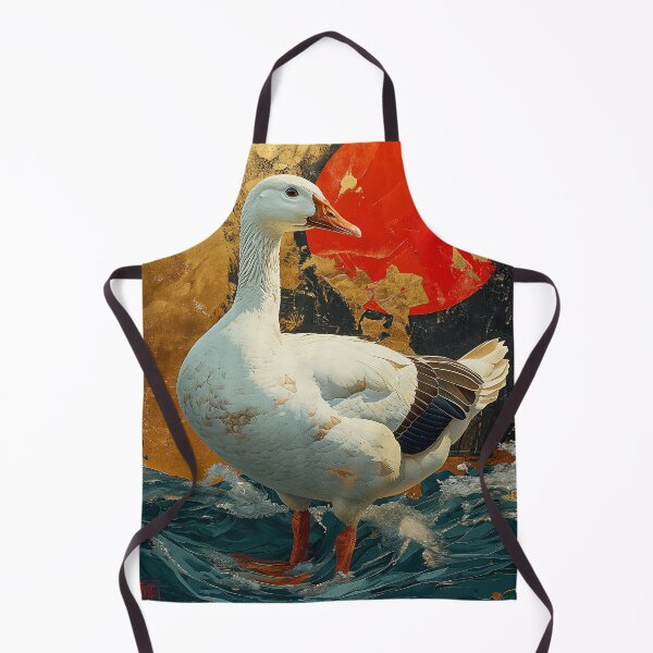 Item preview, Goose standing in turquoise water with a red sun designed and sold by Rockwpapart.