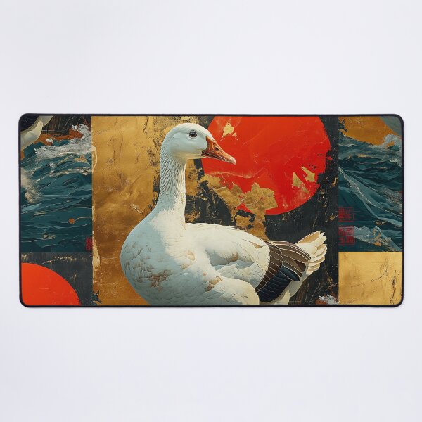 Item preview, Goose standing in turquoise water with a red sun designed and sold by Rockwpapart.