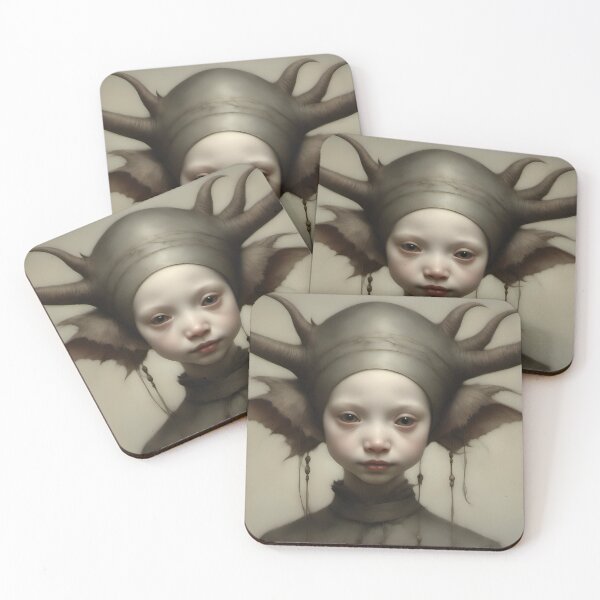 Item preview, Creepy Child with Monstrous Headdress designed and sold by Pixel Press Prints.