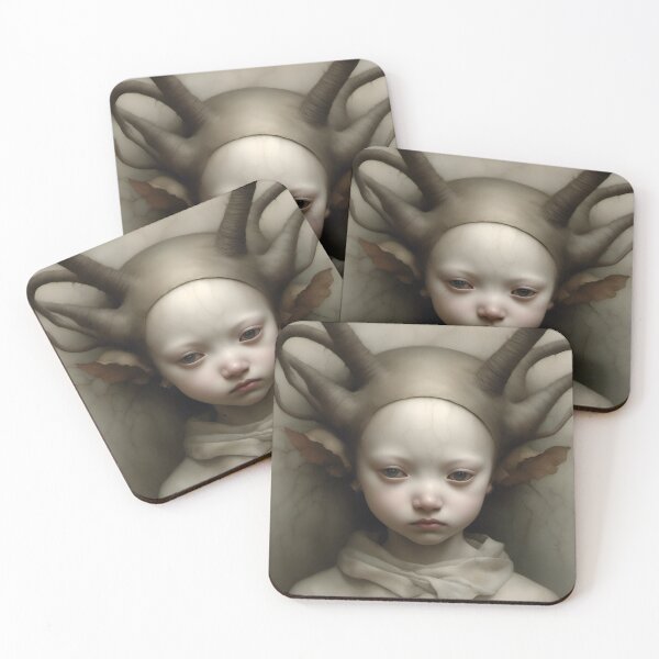 Item preview, Creepy Child with Monstrous Headdress designed and sold by Pixel Press Prints.