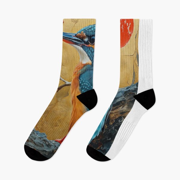 Item preview, Kingfisher standing in turquoise water with a red sun designed and sold by Rockwpapart.