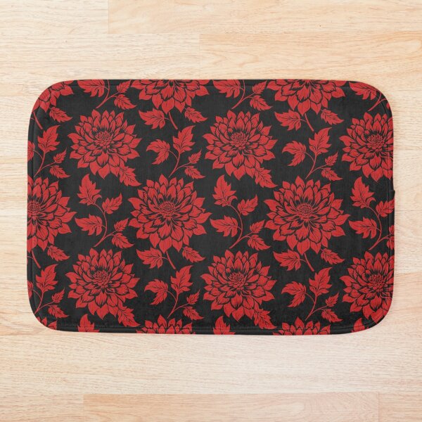 Item preview, Red Dahlia Flower Pattern on Black, Vintage botanical design designed and sold by Edith Leyster.